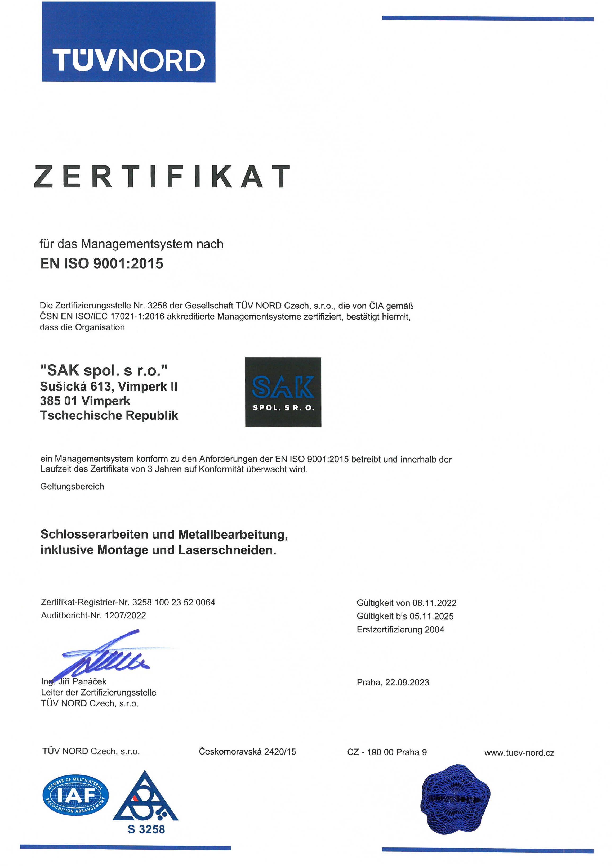 Certifikát EN ISO 9001:2008 DE jpg